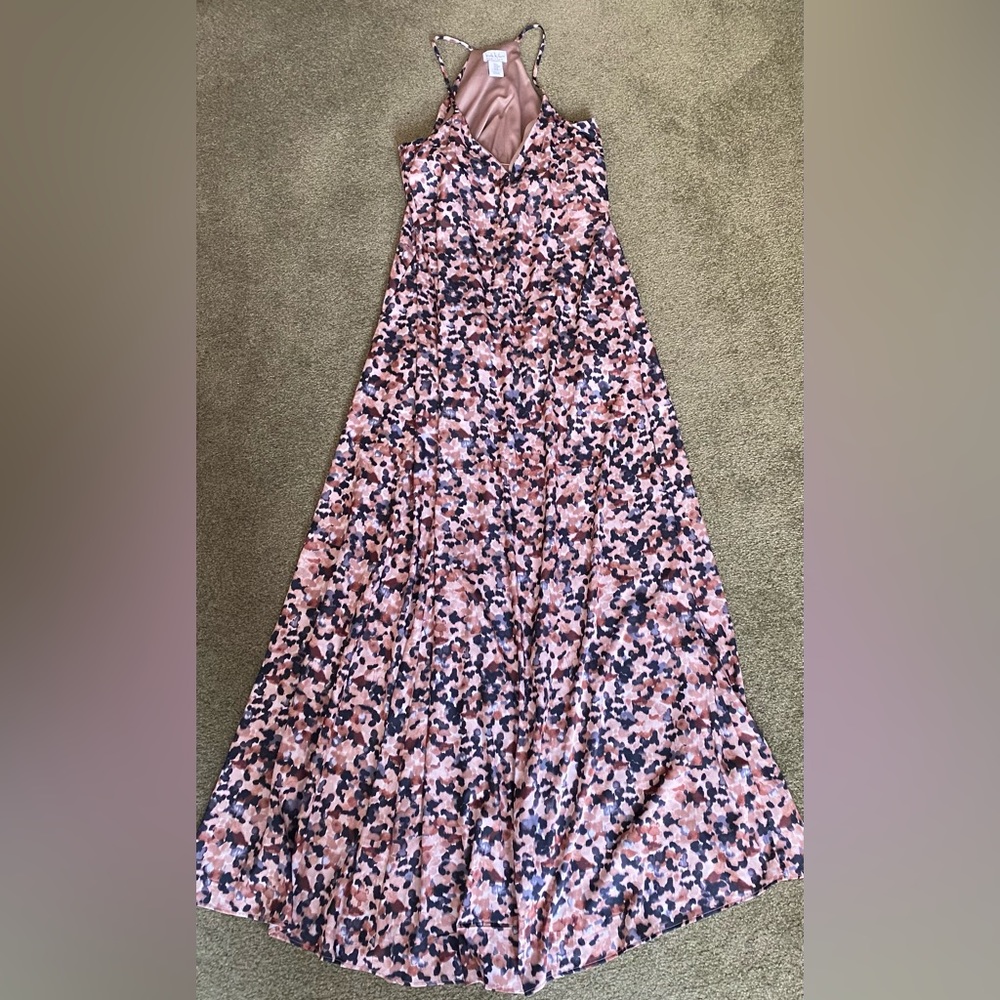 Nicole Miller Pink Black Floral Maxi Dress